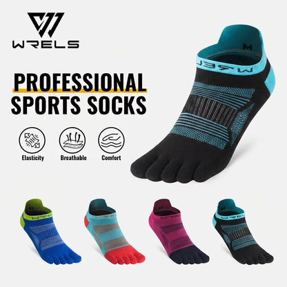 WRELS 1/2/3 Pairs Five Finger Socks Cotton Breathable Moisture Wicking Running Athletic Socks Anti-Slip Compression Toe Socks