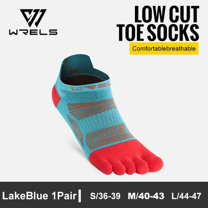 WRELS 1/2/3 Pairs Five Finger Socks Cotton Breathable Moisture Wicking Running Athletic Socks Anti-Slip Compression Toe Socks