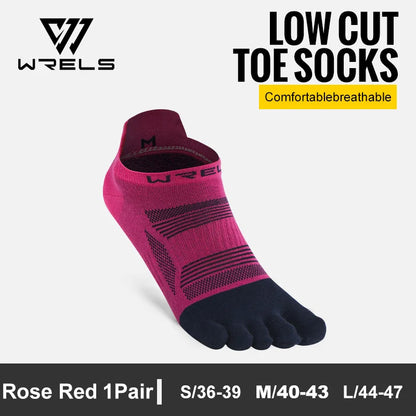 WRELS 1/2/3 Pairs Five Finger Socks Cotton Breathable Moisture Wicking Running Athletic Socks Anti-Slip Compression Toe Socks