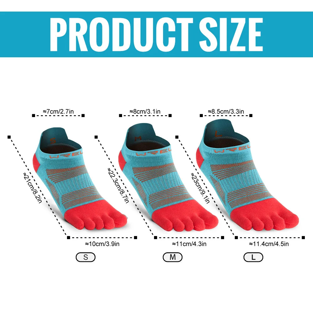 WRELS 1/2/3 Pairs Five Finger Socks Cotton Breathable Moisture Wicking Running Athletic Socks Anti-Slip Compression Toe Socks