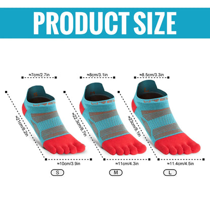 WRELS 1/2/3 Pairs Five Finger Socks Cotton Breathable Moisture Wicking Running Athletic Socks Anti-Slip Compression Toe Socks
