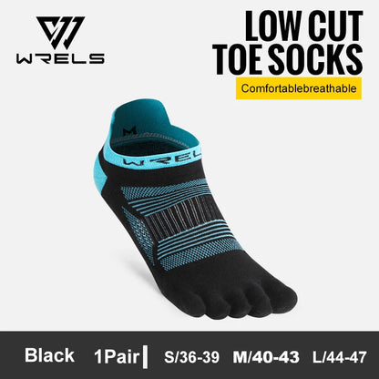 WRELS 1/2/3 Pairs Five Finger Socks Cotton Breathable Moisture Wicking Running Athletic Socks Anti-Slip Compression Toe Socks