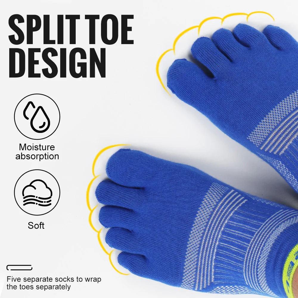 WRELS 1/2/3 Pairs Five Finger Socks Cotton Breathable Moisture Wicking Running Athletic Socks Anti-Slip Compression Toe Socks