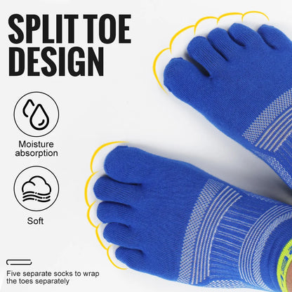 WRELS 1/2/3 Pairs Five Finger Socks Cotton Breathable Moisture Wicking Running Athletic Socks Anti-Slip Compression Toe Socks