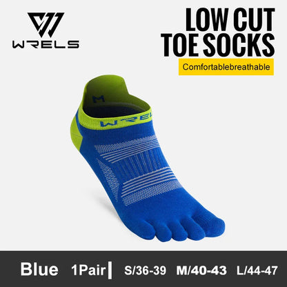WRELS 1/2/3 Pairs Five Finger Socks Cotton Breathable Moisture Wicking Running Athletic Socks Anti-Slip Compression Toe Socks
